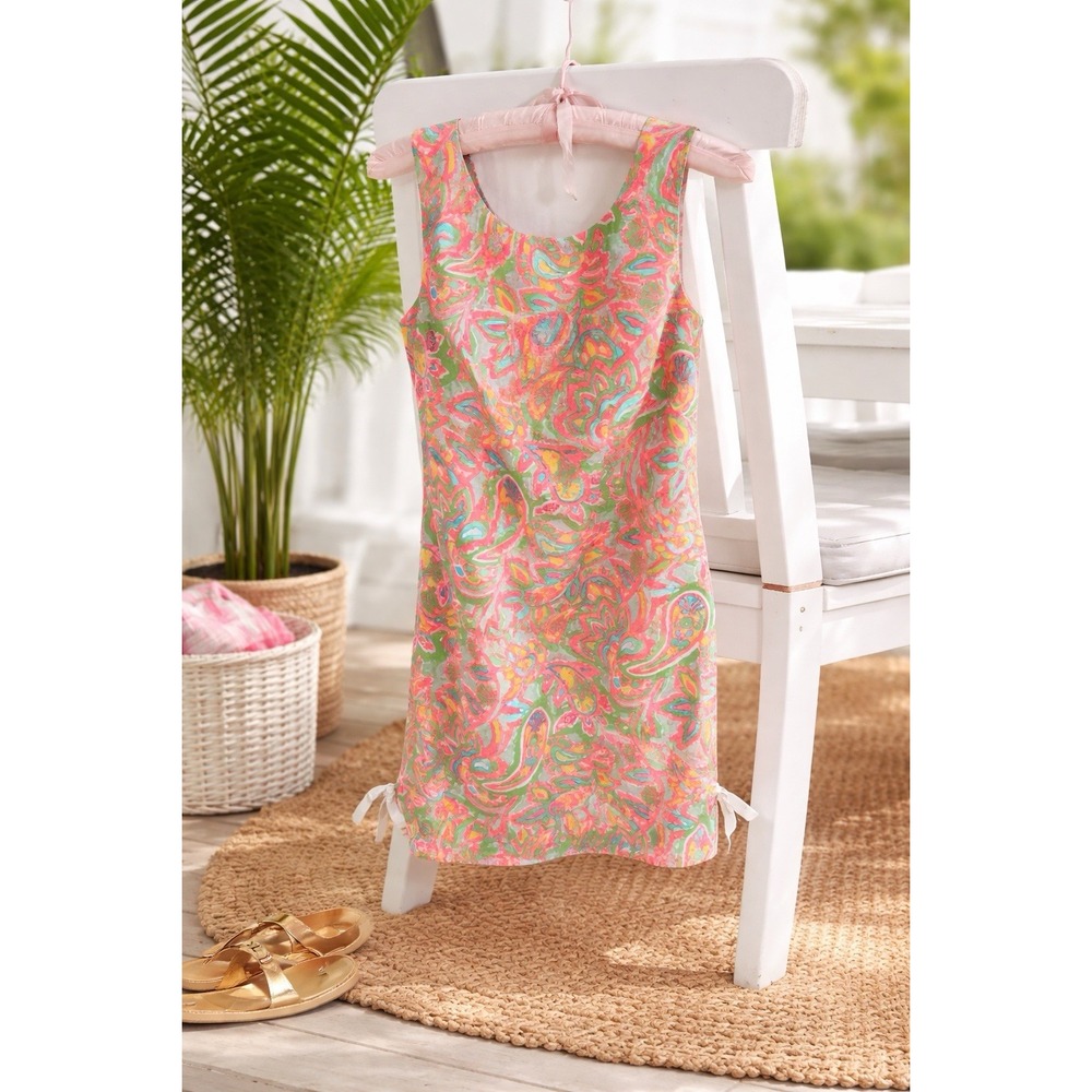 Lilly Pulitzer Multicolor Cotton Blend Sleeveless Dress Sz XS Back Zip Resort